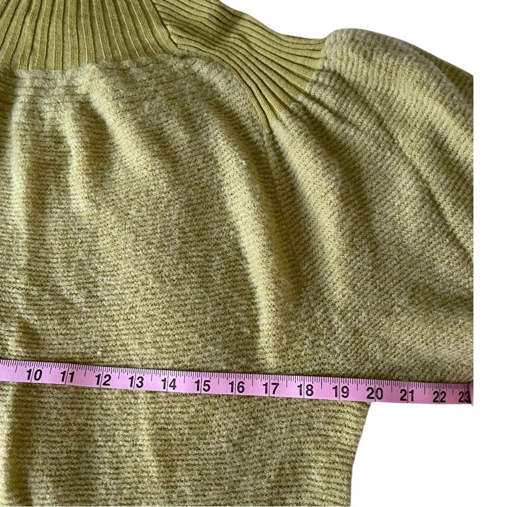Free People Chartreuse Balloon Sleeve Sweater Cozy Chic Crew Neck Small S - Picture 7 of 11